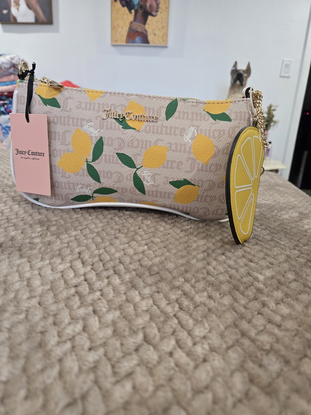 Juicy Couture Fruitful Lemon Print Shoulder Bag NWT ๐ Sandstone Multi - Picture 7 of 15